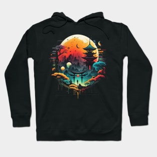 Japanese Temple Tokyo  Asian Inspired Retro Japan Hoodie